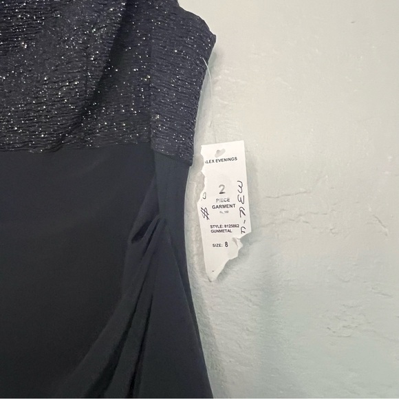 NWT Alex Evenings Black Gunmetal Midi Tank Dress with Glitter Jacket Size 8 - Picture 10 of 14